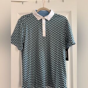 RHONE Men's Geometric Navy Polo Shirt